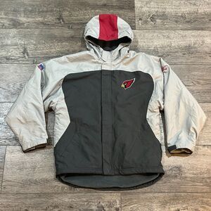 Vintage Reebok Arizona Cardinals On Field Fleece Lined NFL Hooded Jacket Mens XL